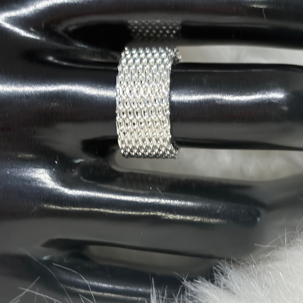 925 Sterling Silver Mesh Wide Band Ring sz 8 versatile quiet luxury southwest